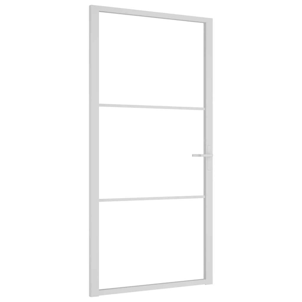 Innerdør 102,5x201,5 cm hvit ESG glass og aluminium
