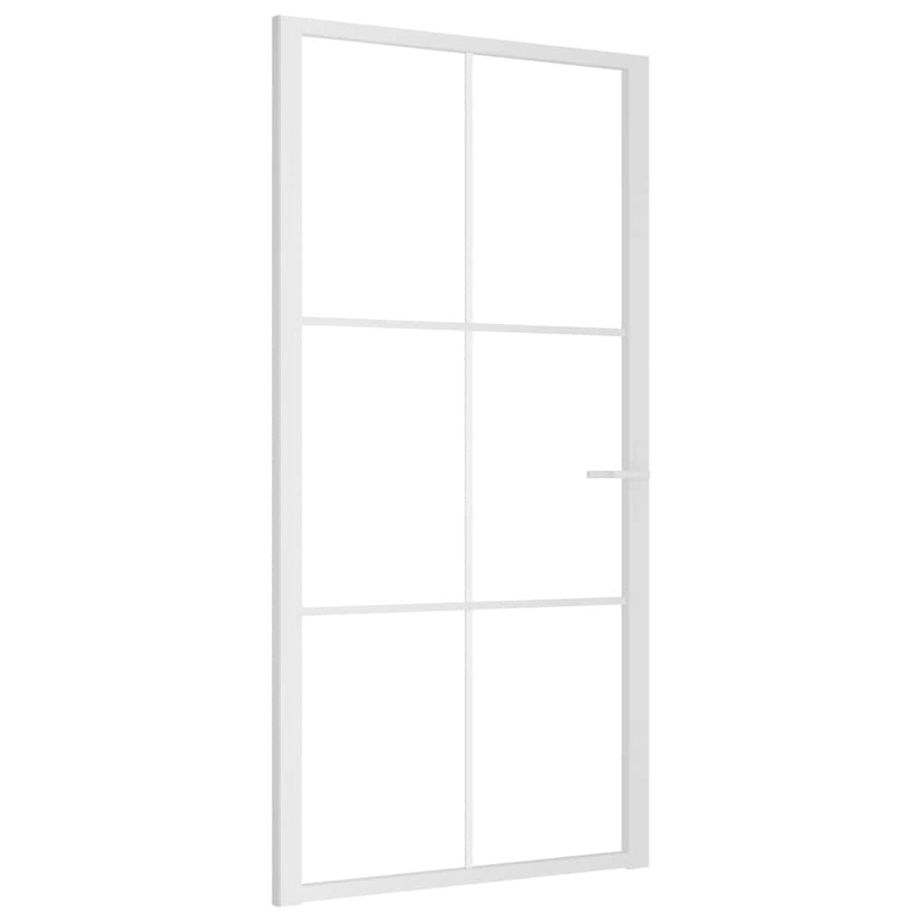 Innerdør 102,5x201,5 cm hvit ESG glass og aluminium