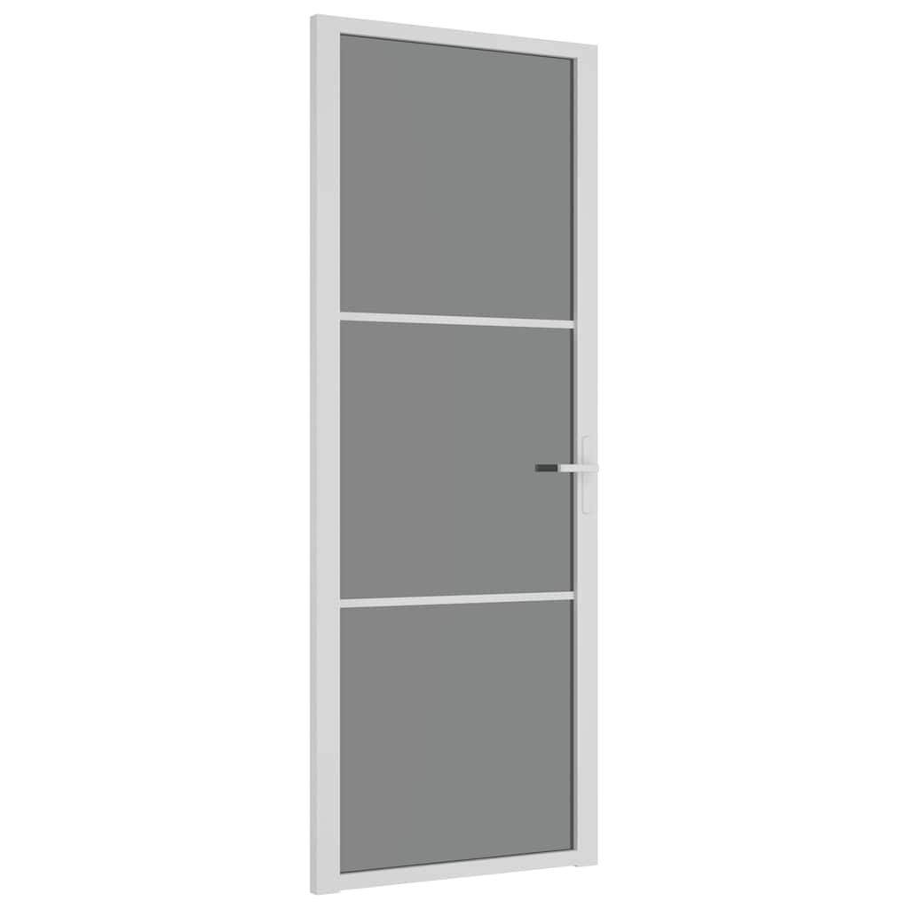 Innerdør 76x201,5 cm hvit ESG glass og aluminium