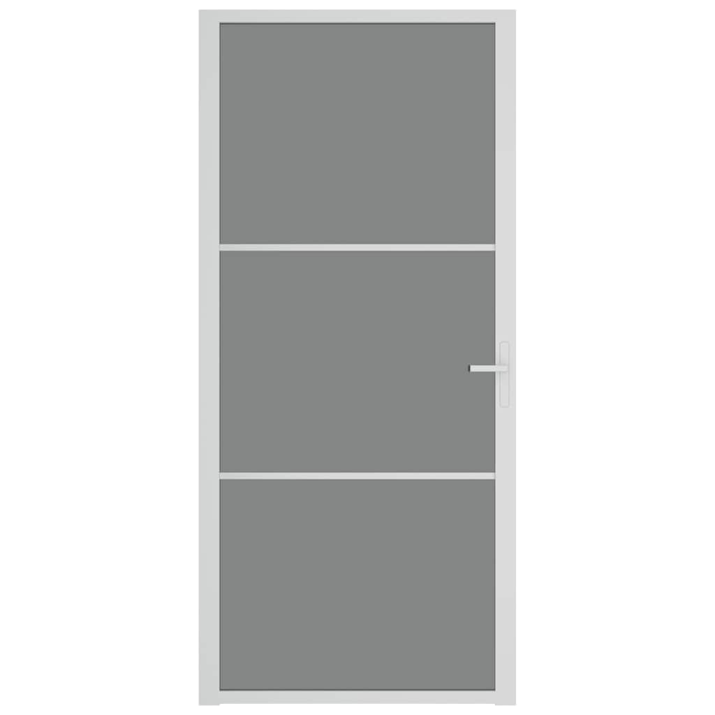 Innerdør 93x201,5 cm hvit ESG glass og aluminium