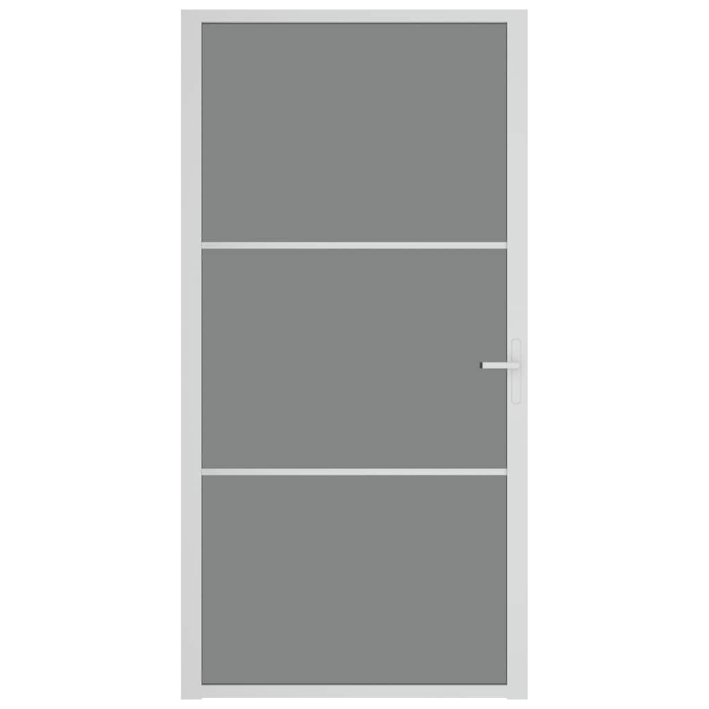 Innerdør 102,5x201,5 cm hvit ESG glass og aluminium