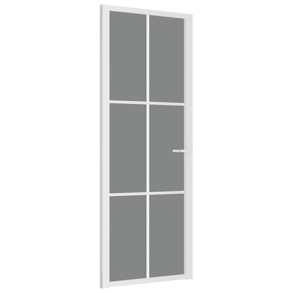 Innerdør 76x201,5 cm hvit ESG glass og aluminium