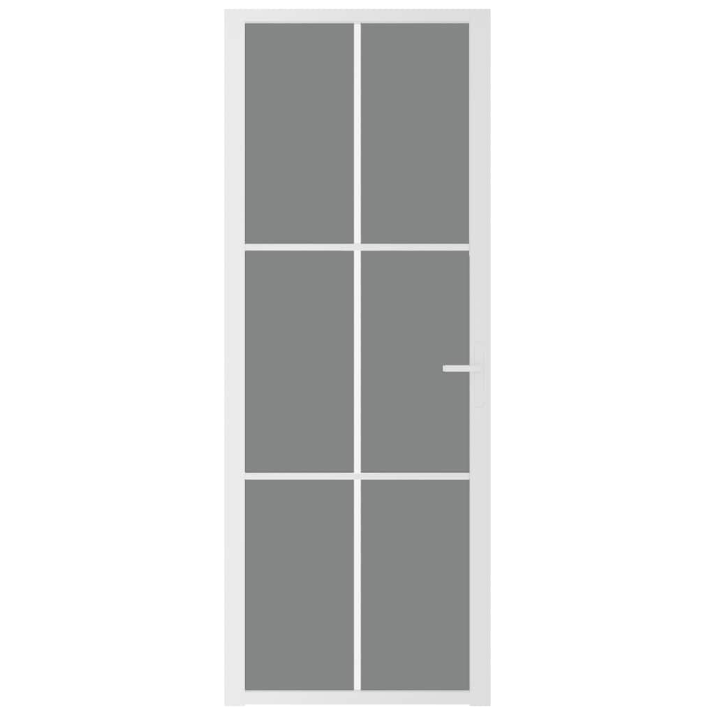 Innerdør 76x201,5 cm hvit ESG glass og aluminium