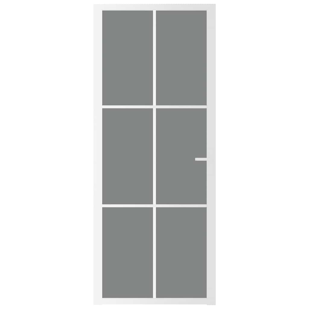 Innerdør 83x201,5 cm hvit ESG glass og aluminium