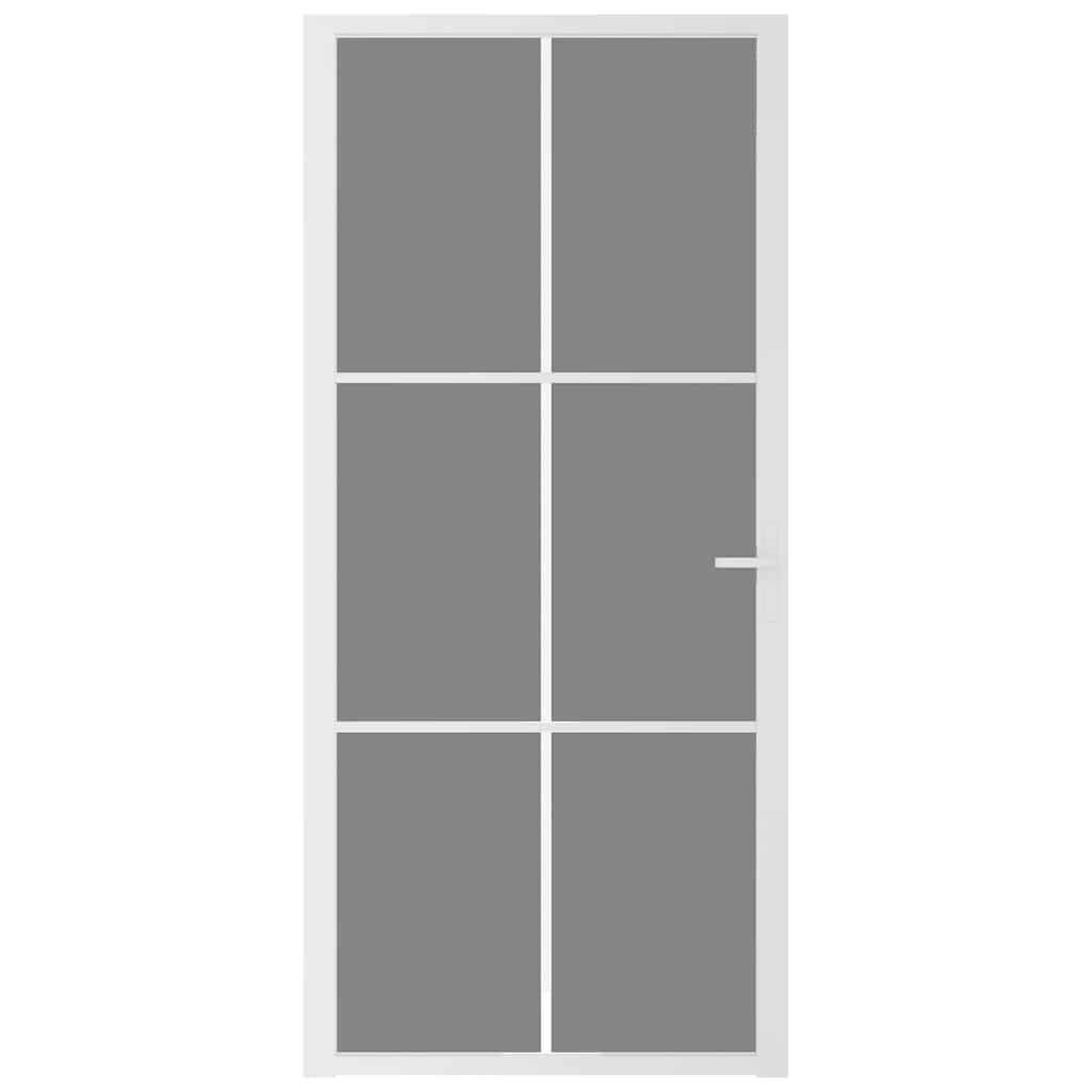 Innerdør 93x201,5 cm hvit ESG glass og aluminium