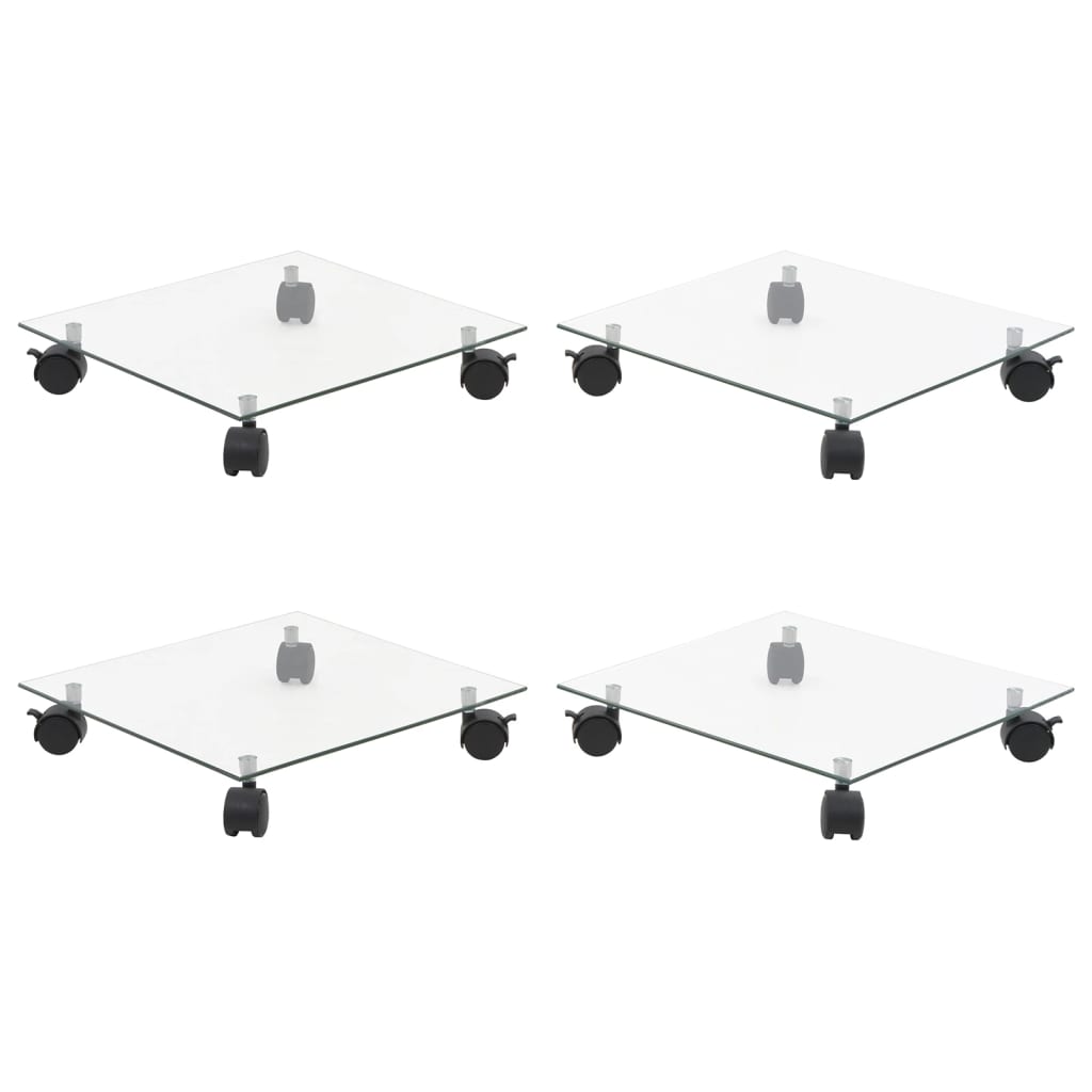 Plantetraller 4 stk 35x35 cm herdet glass kvadratisk