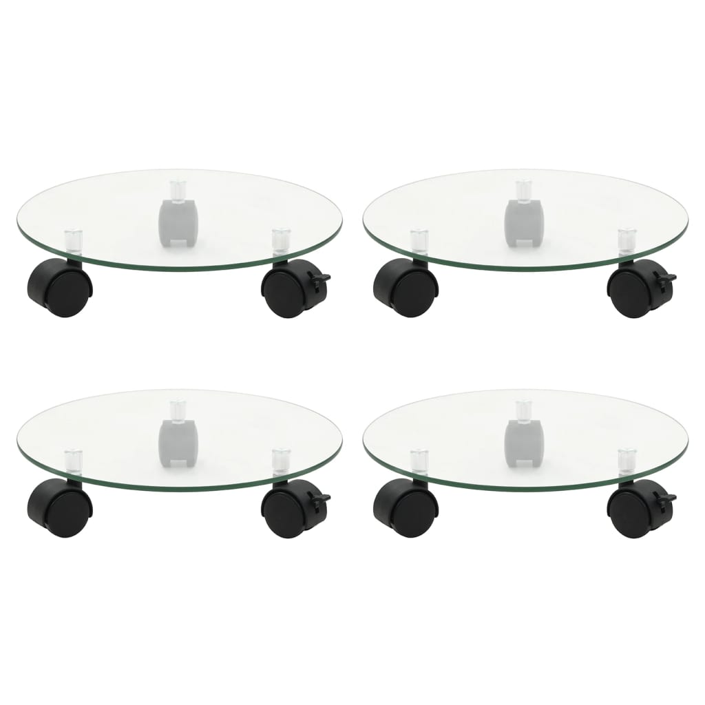 Plantetraller 4 stk 28 cm herdet glass rund