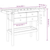 Arbeidsbenk skuffer og skrustikker 124x52x83 cm heltre akasie