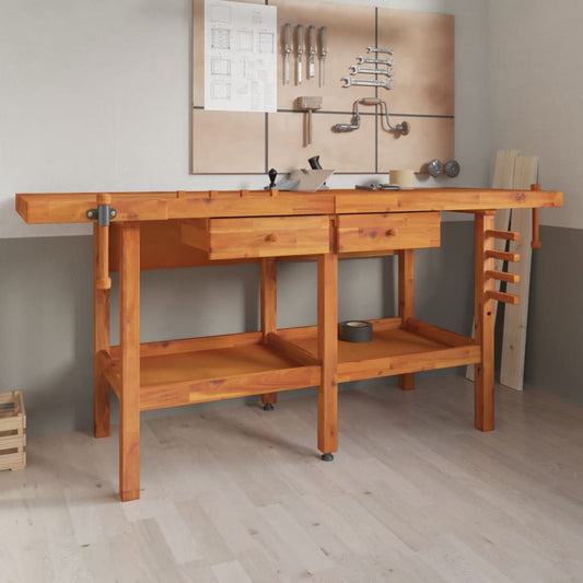 Arbeidsbenk skuffer og skrustikker 192x62x83 cm heltre akasie