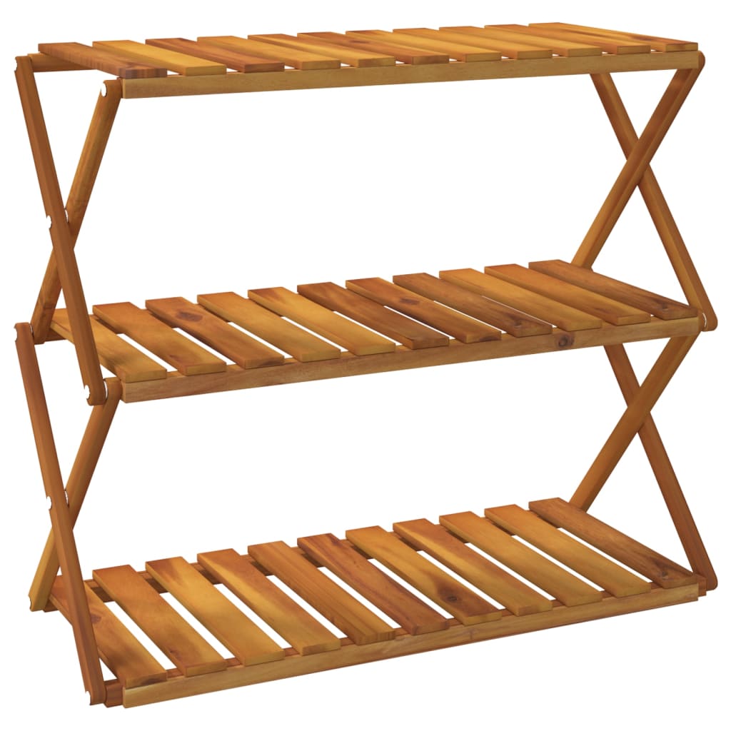 Sammenleggbar hylle 3 lag brun 70x31x63 cm heltre akasie
