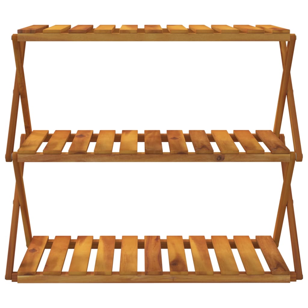 Sammenleggbar hylle 3 lag brun 70x31x63 cm heltre akasie