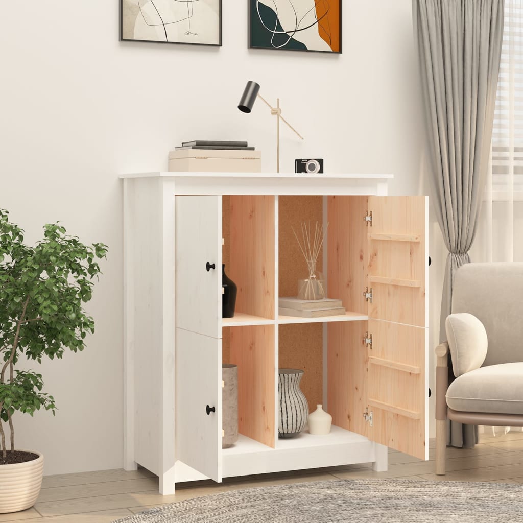Skjenk hvit 83x41,5x100 cm heltre furu vidaXL