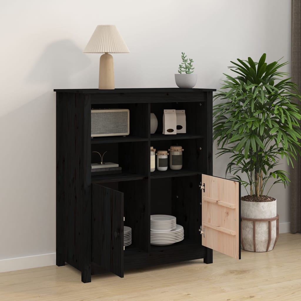 Skjenk svart 83x41,5x100 cm heltre furu