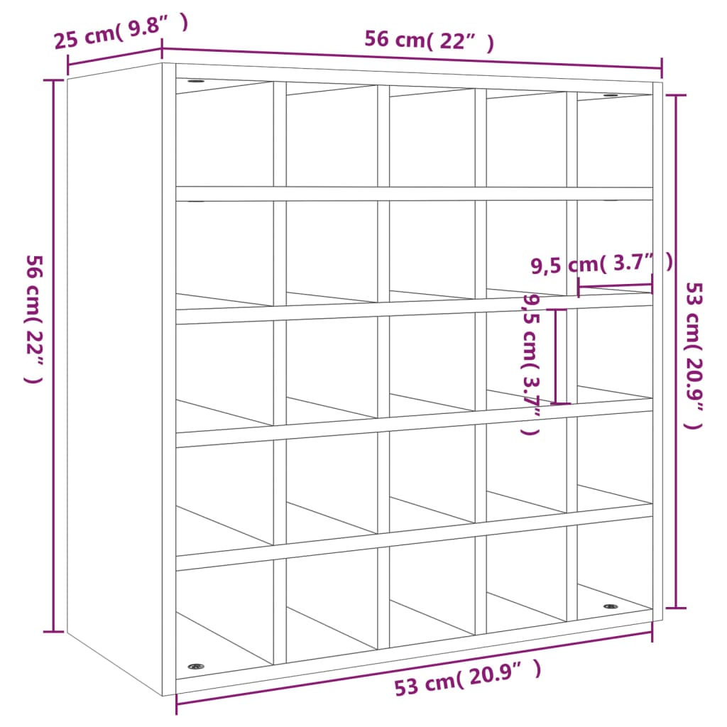 Vinskap hvit 56x25x56 cm heltre furu