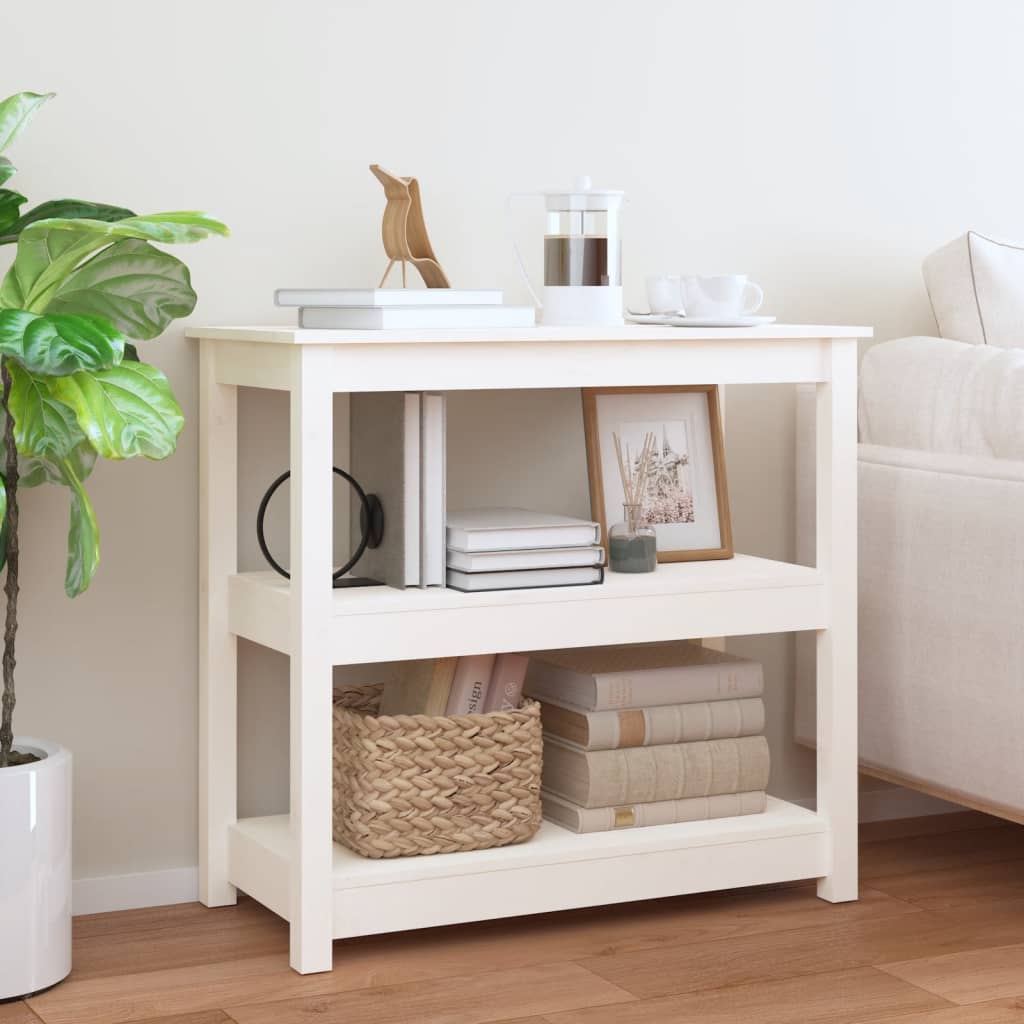 Konsollbord hvit 80x40x74 cm heltre furu vidaXL