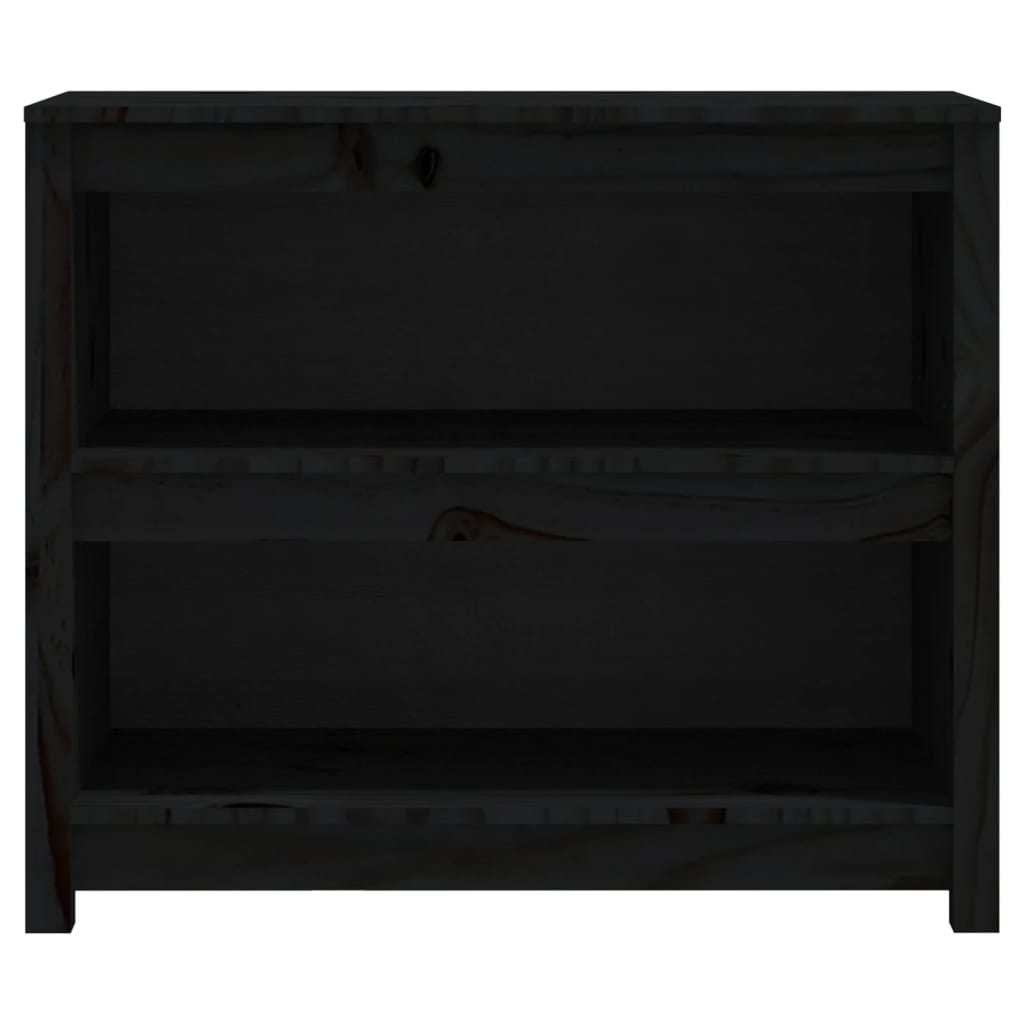 Bokhylle svart 80x35x68 cm heltre furu