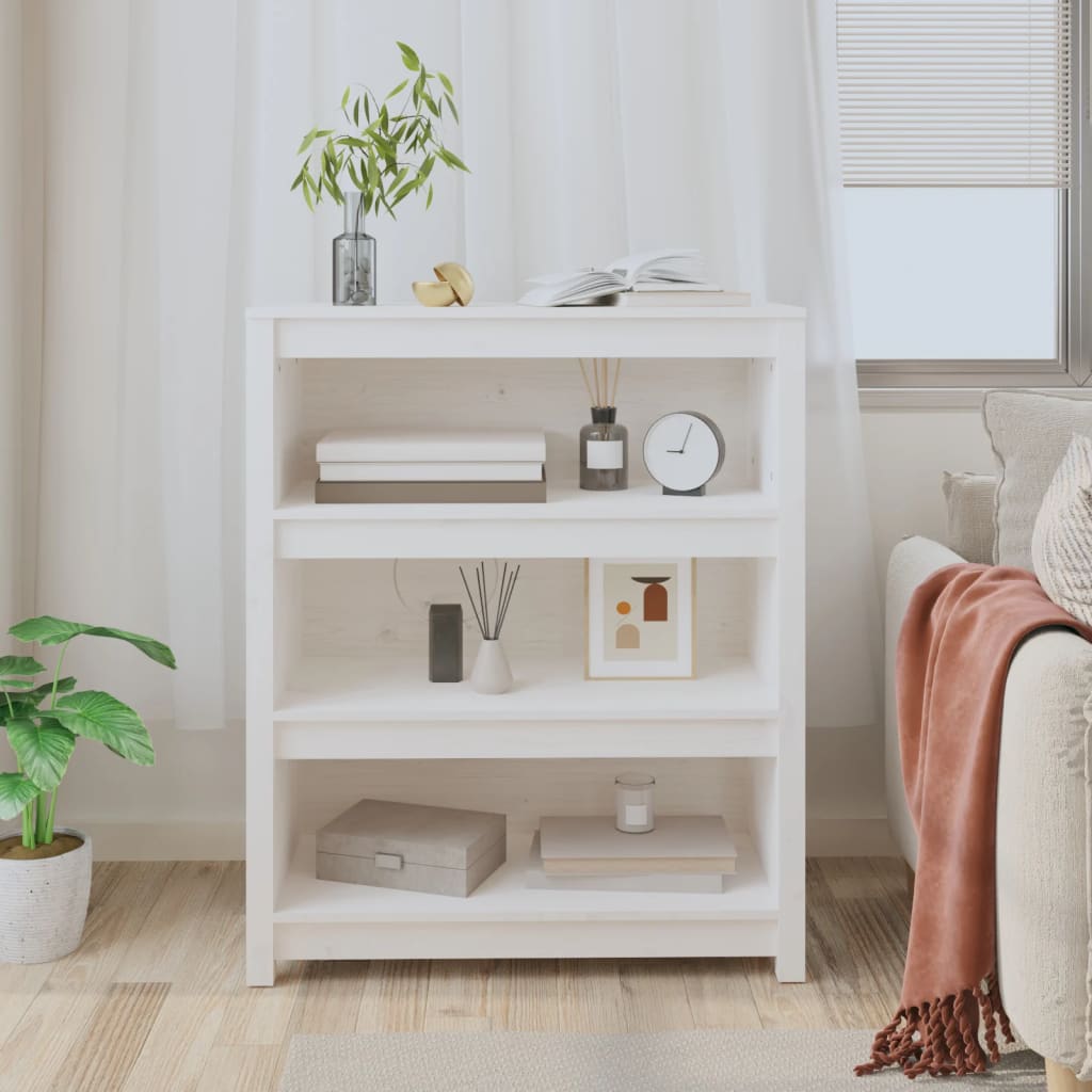 Bokhylle hvit 80x35x97 cm heltre furu