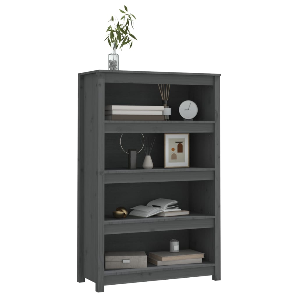 Bokhylle grå 80x35x126 cm heltre furu
