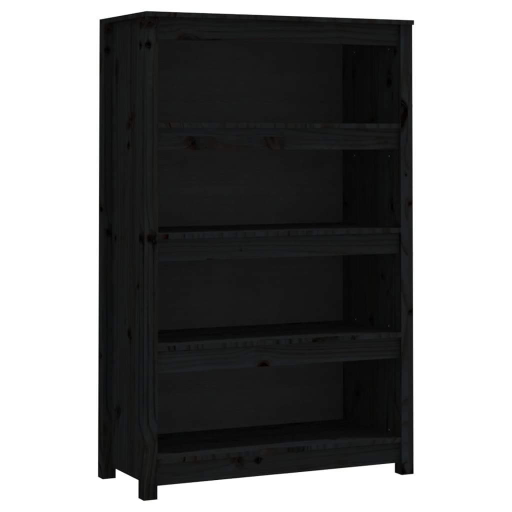 Bokhylle svart 80x35x126 cm heltre furu