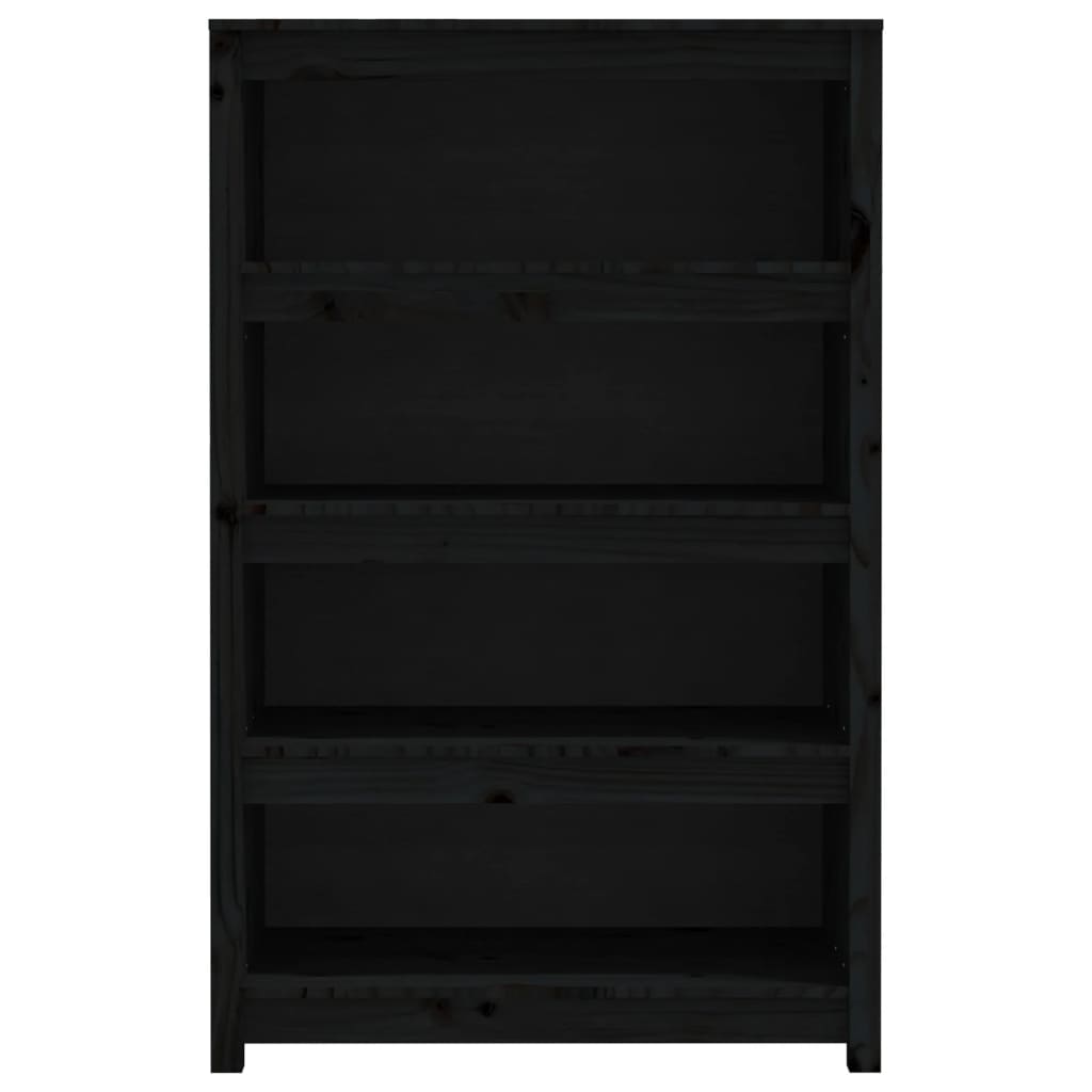Bokhylle svart 80x35x126 cm heltre furu