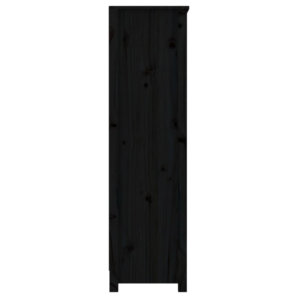 Bokhylle svart 80x35x126 cm heltre furu