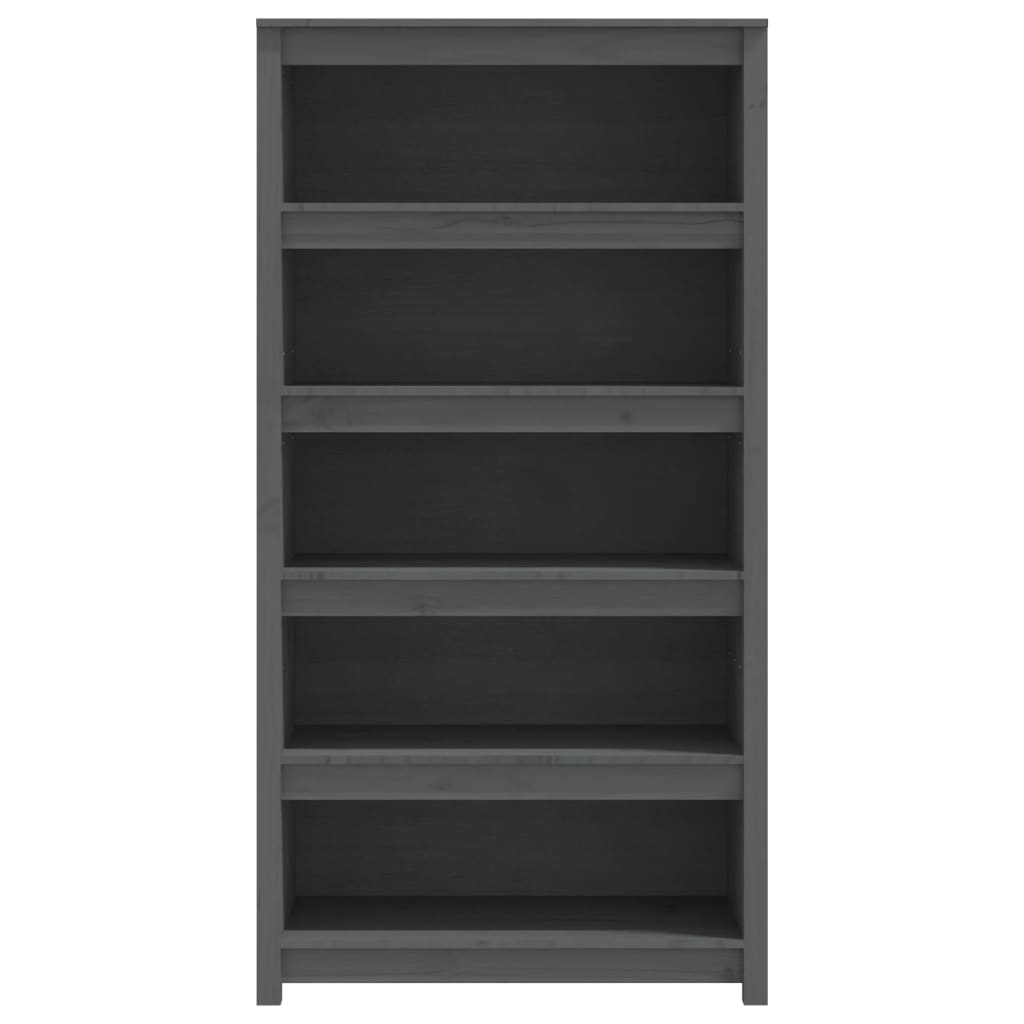 Bokhylle grå 80x35x154 cm heltre furu