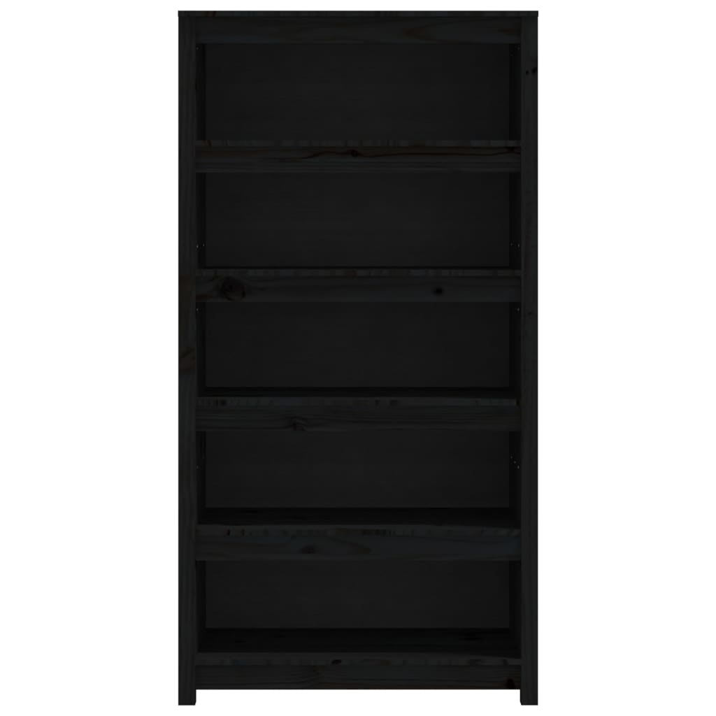 Bokhylle svart 80x35x154 cm heltre furu