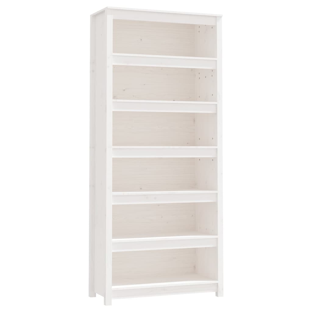 Bokhylle hvit 80x35x183 cm heltre furu