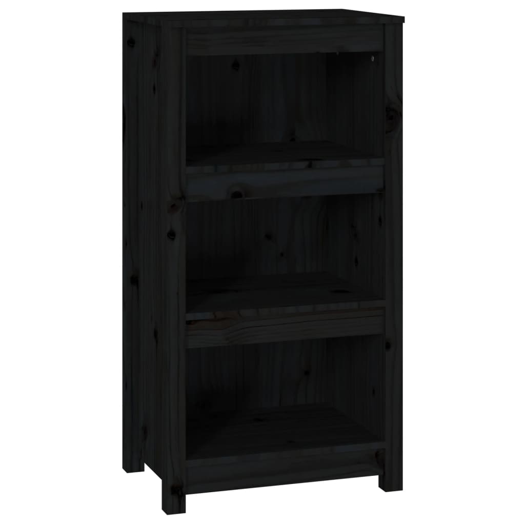 Bokhylle svart 50x35x97 cm heltre furu