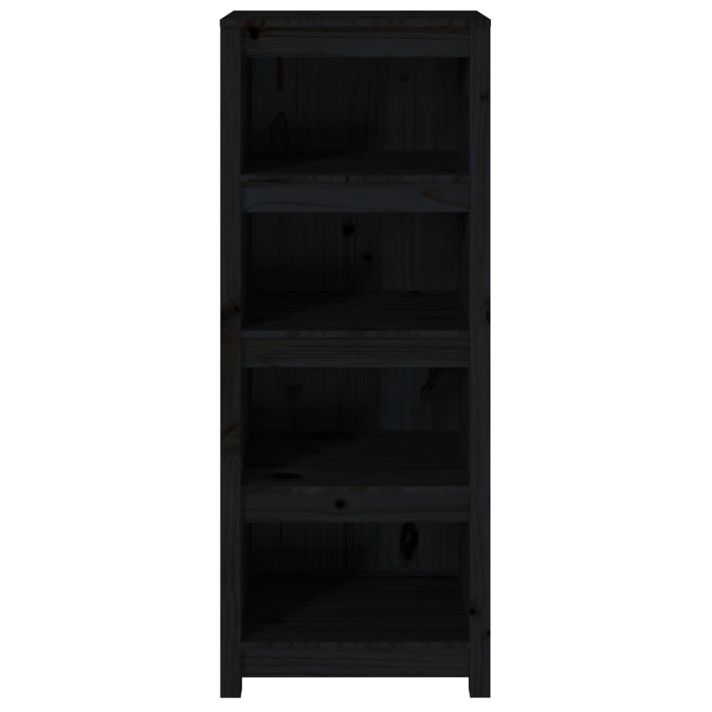 Bokhylle svart 50x35x125,5 cm heltre furu