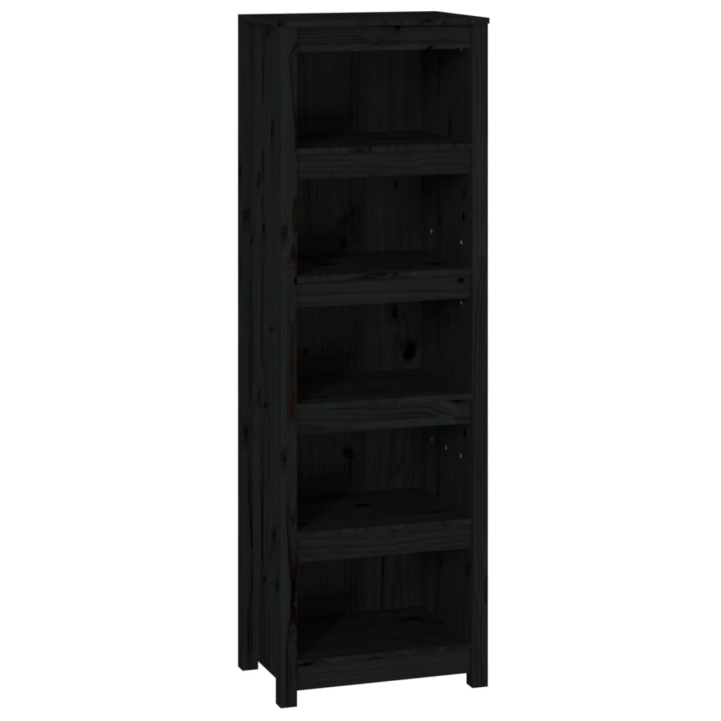 Bokhylle svart 50x35x154 cm heltre furu