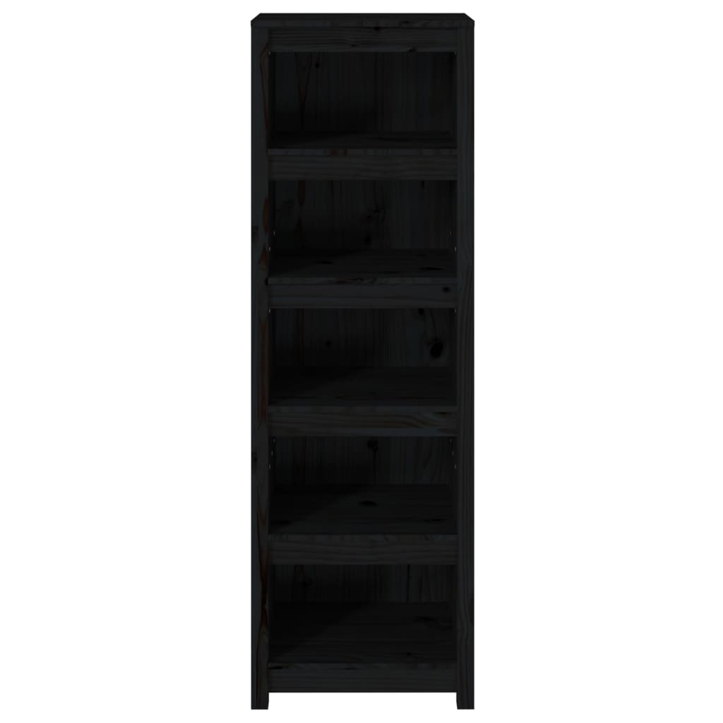 Bokhylle svart 50x35x154 cm heltre furu