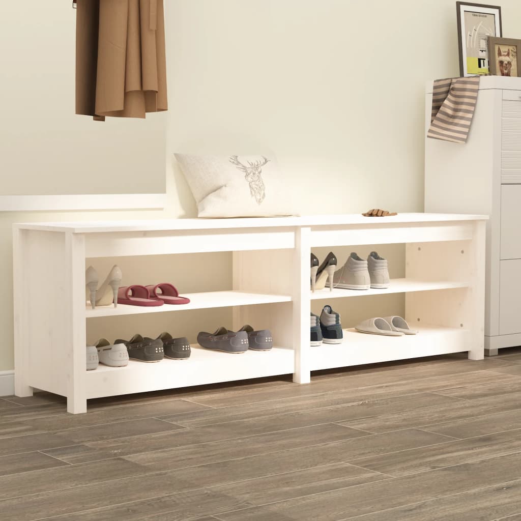 Skobenk hvit 160x36,5x50 cm heltre furu