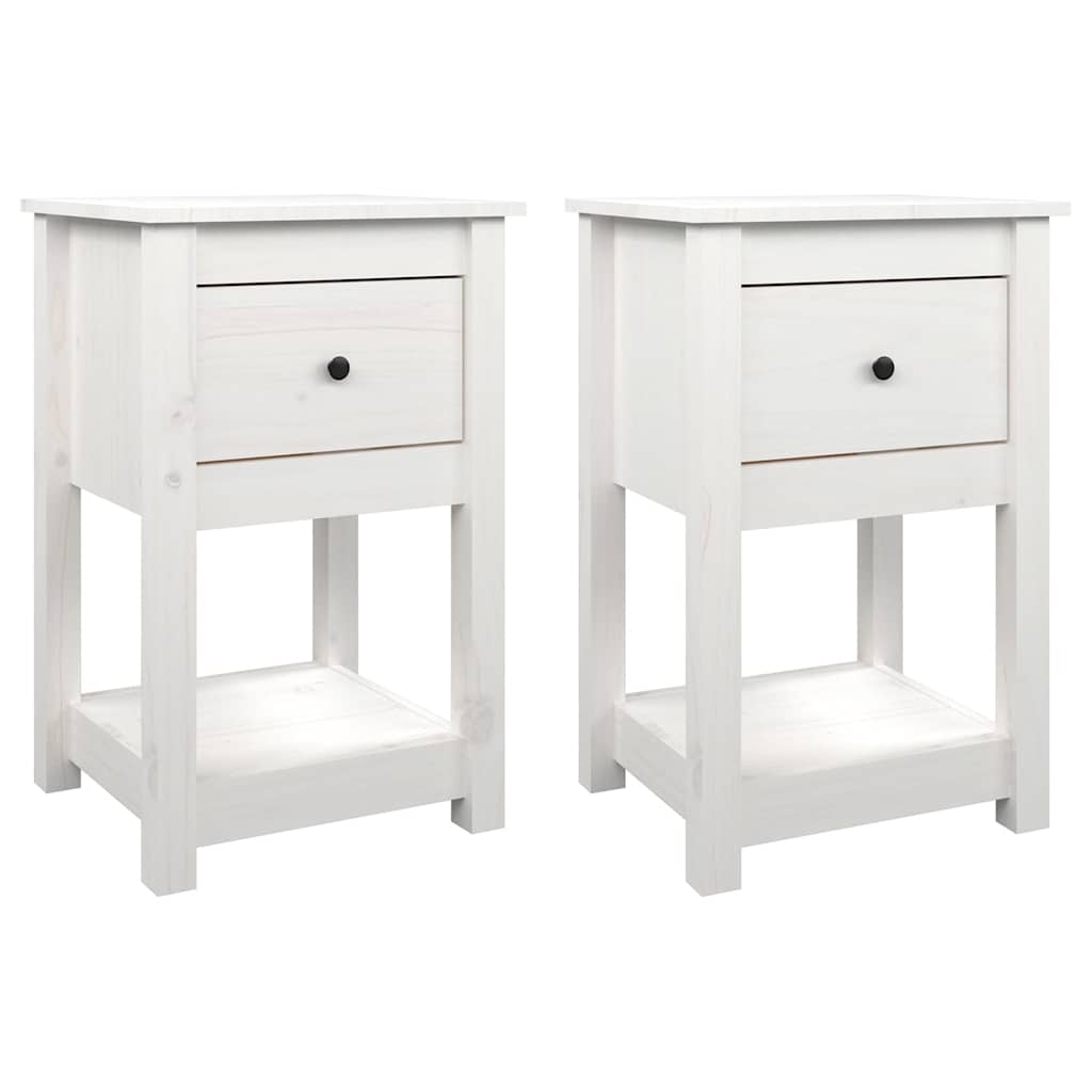 Nattbord 2 stk hvit 40x35x61,5 cm heltre furu