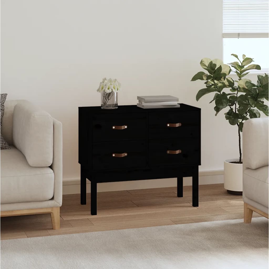 Konsollskap svart 90x40x78 cm heltre furu