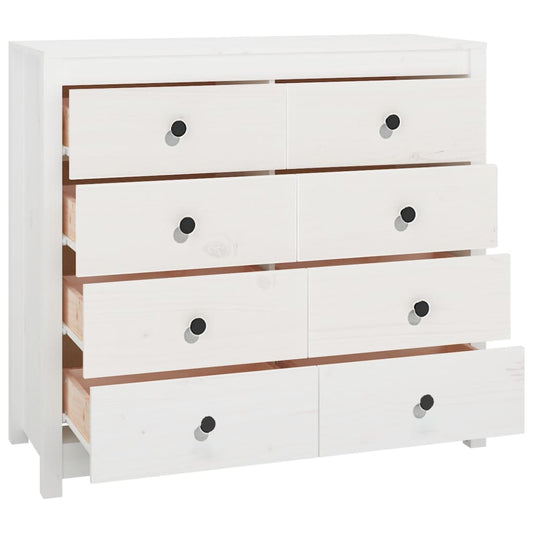 Sideskap hvit 100x40x90 cm heltre furu