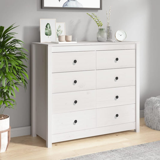 Sideskap hvit 100x40x90 cm heltre furu