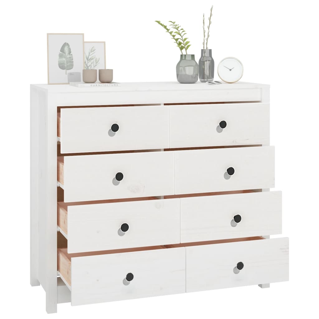 Sideskap hvit 100x40x90 cm heltre furu