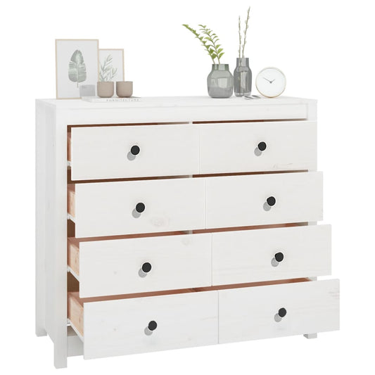 Sideskap hvit 100x40x90 cm heltre furu