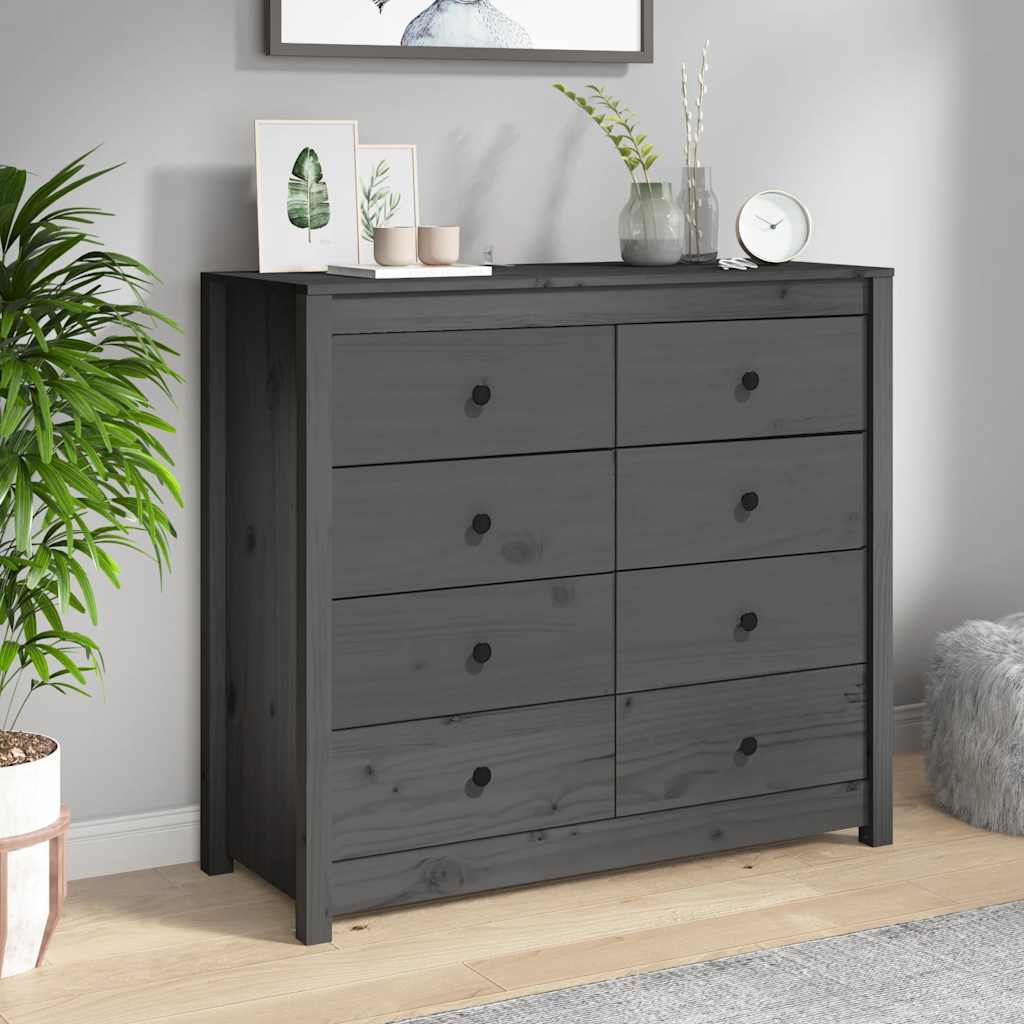 Sideskap grå 100x40x90 cm heltre furu