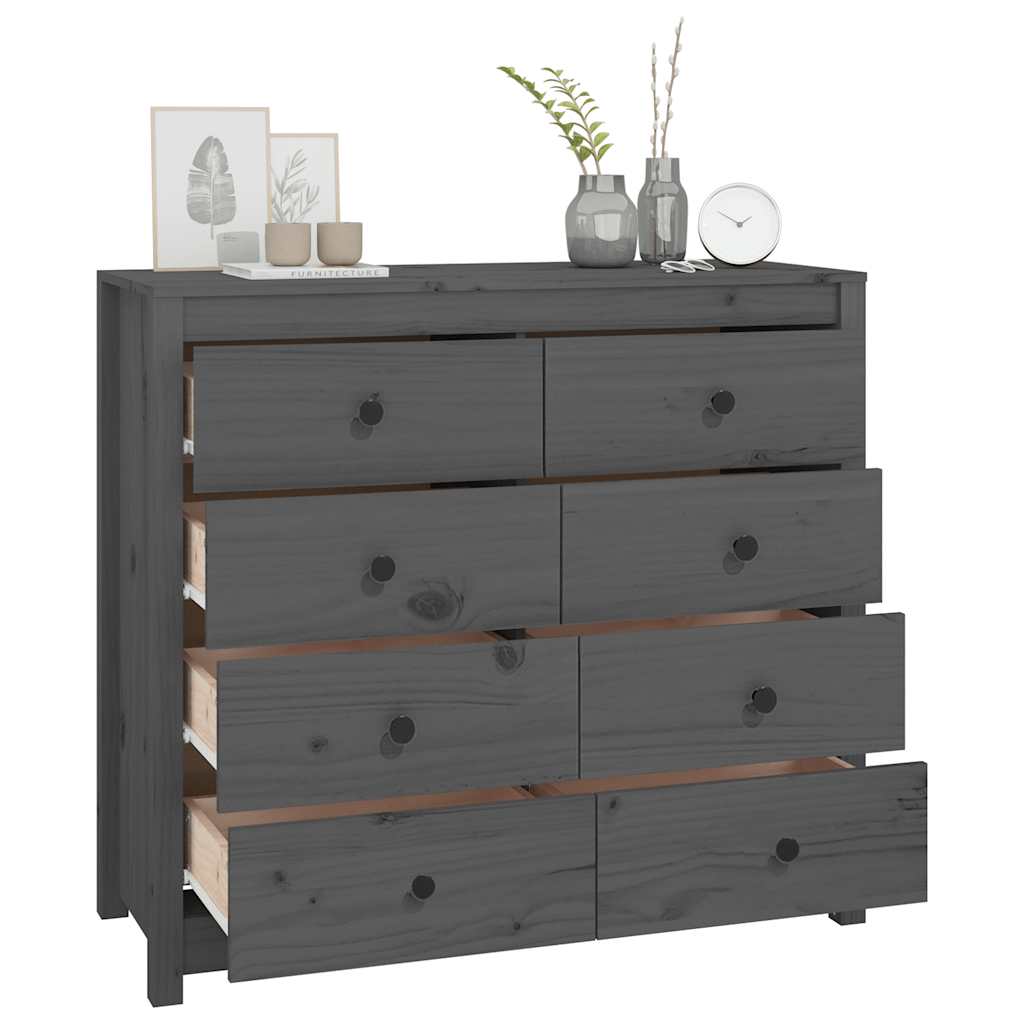 Sideskap grå 100x40x90 cm heltre furu