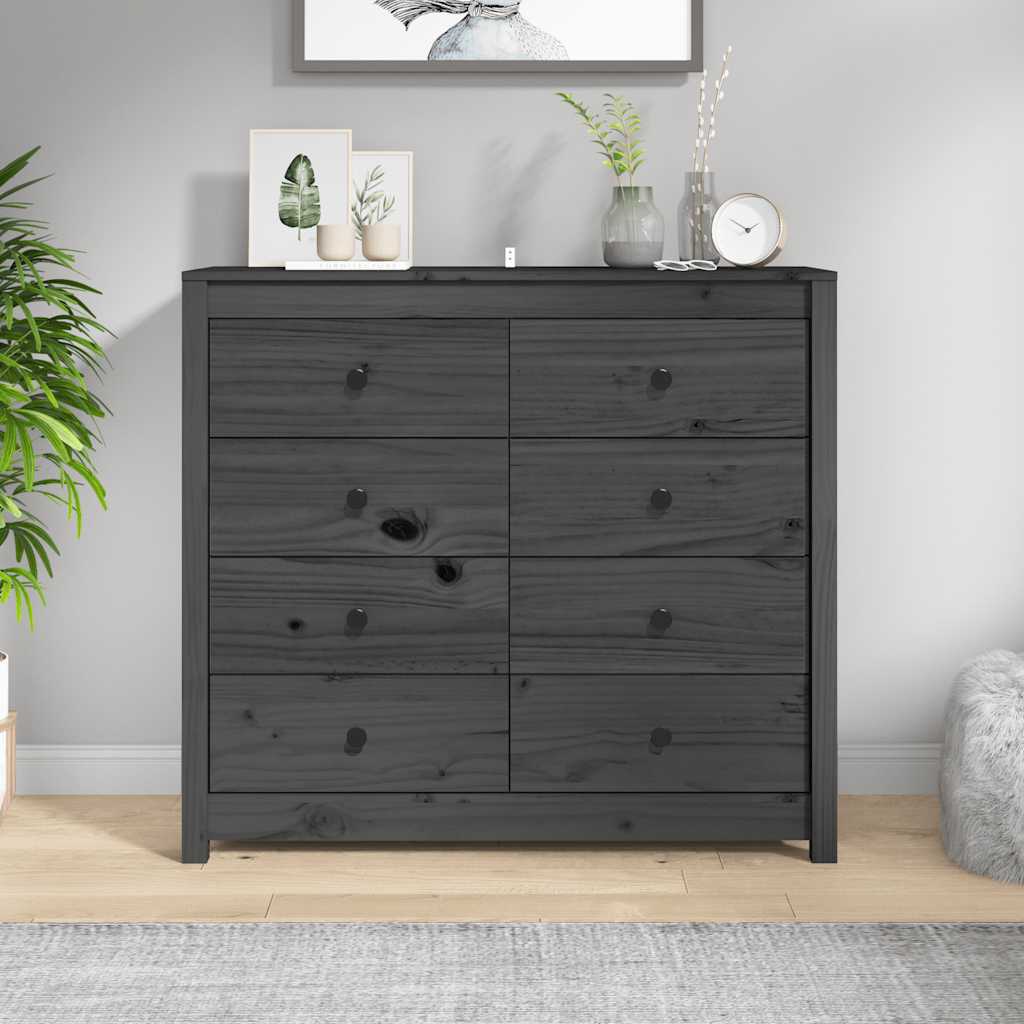Sideskap grå 100x40x90 cm heltre furu