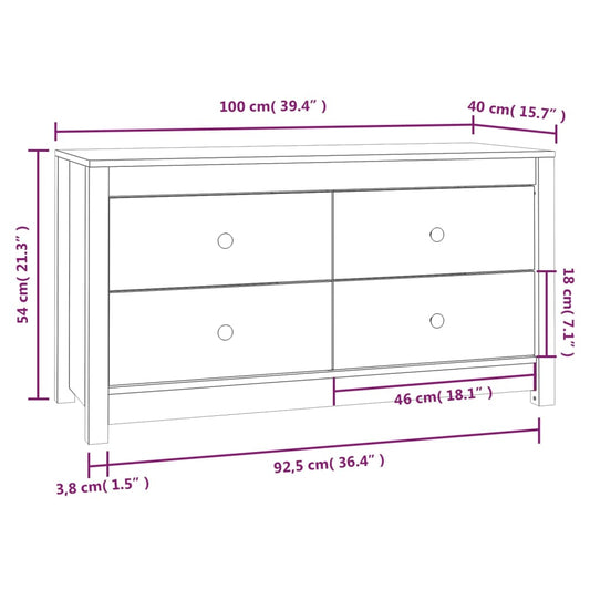 Sideskap 100x40x54 cm heltre furu