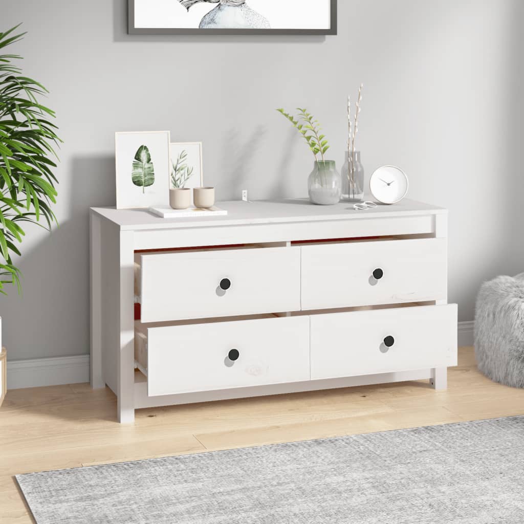 Sideskap hvit 100x40x54 cm heltre furu