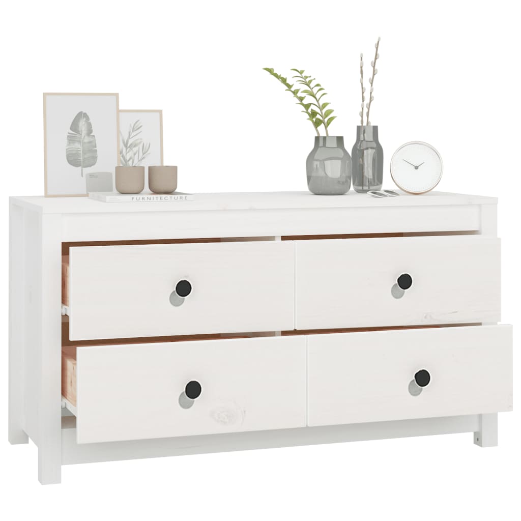 Sideskap hvit 100x40x54 cm heltre furu