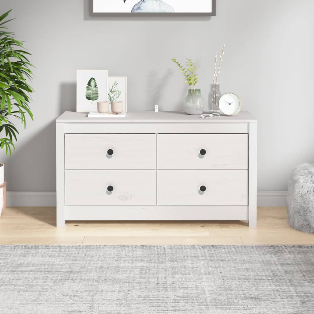 Sideskap hvit 100x40x54 cm heltre furu