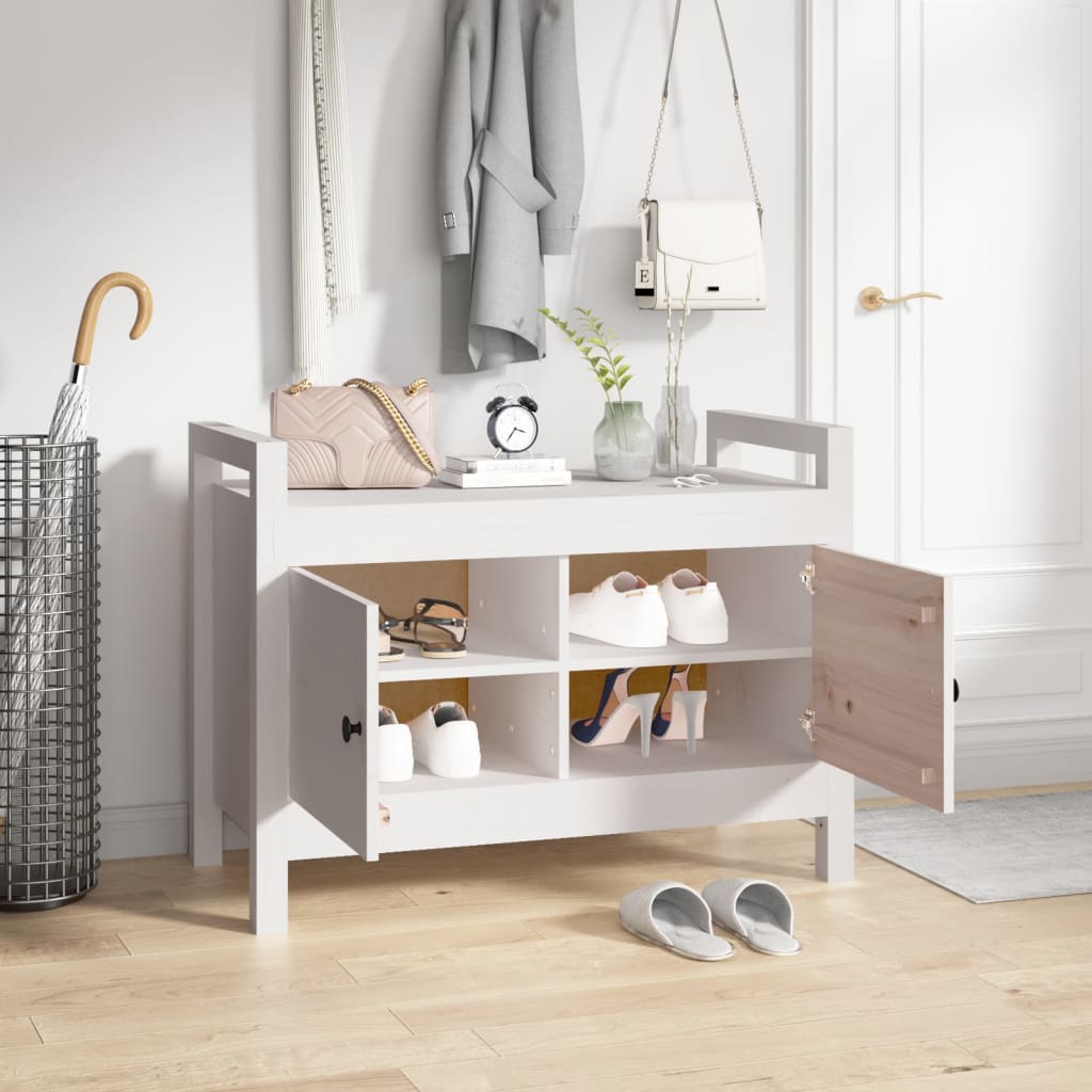Gangbenk hvit 80x40x60 cm heltre furu
