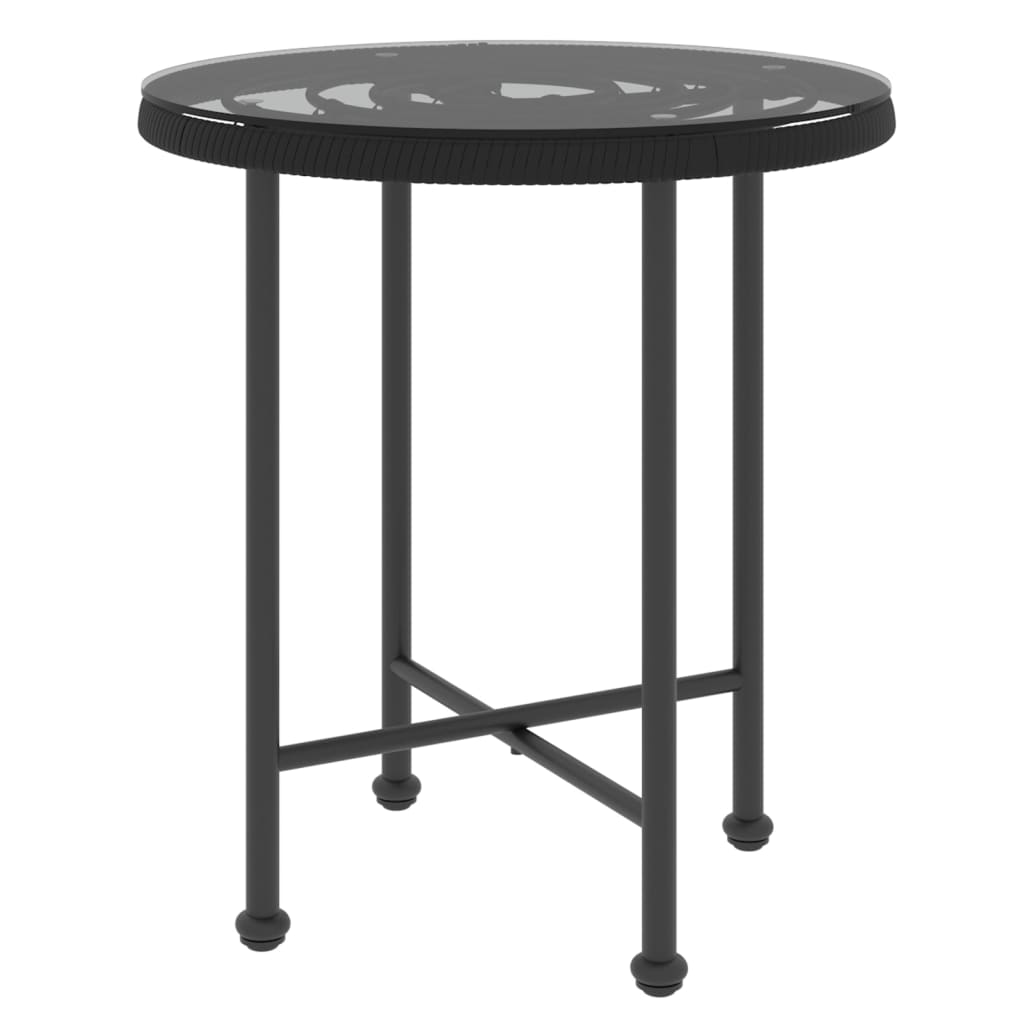 Spisebord svart Ø50 cm herdet glass og stål