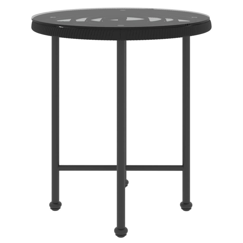 Spisebord svart Ø50 cm herdet glass og stål