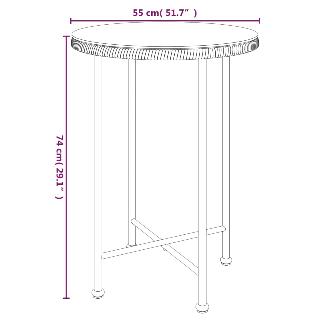 Spisebord Ø55 cm herdet glass og stål